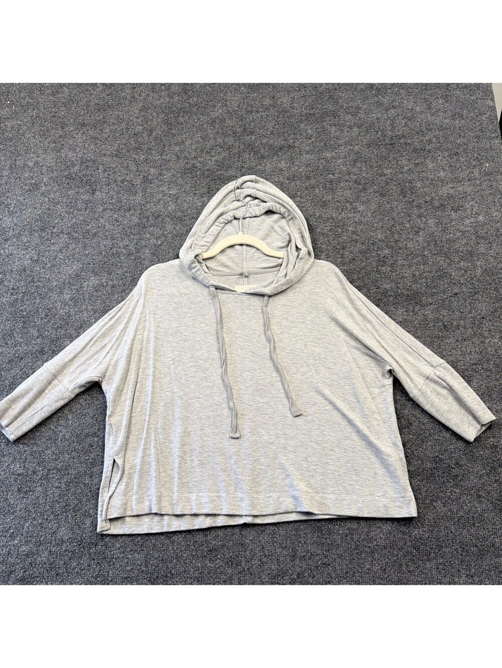 Lou & Gray Womens Small Cropped Gray Hood Sweater Yoga Top